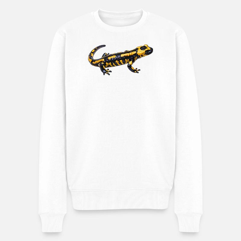 Feuersalamander design - Männer Premium Bio Pullover - Weiß