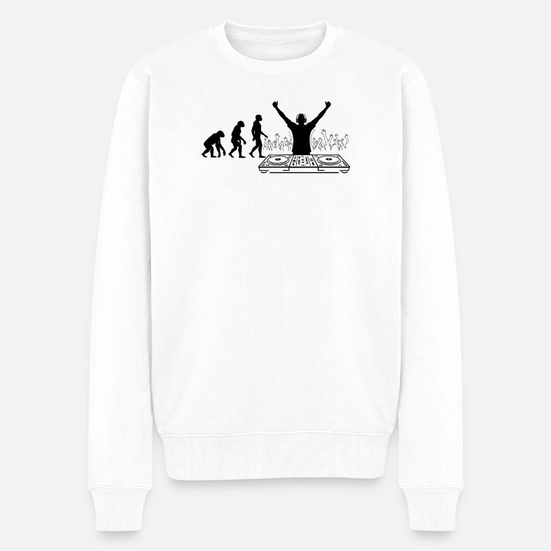 Evolution zum DJ Humor Fun  - Männer Premium Bio Pullover - Weiß