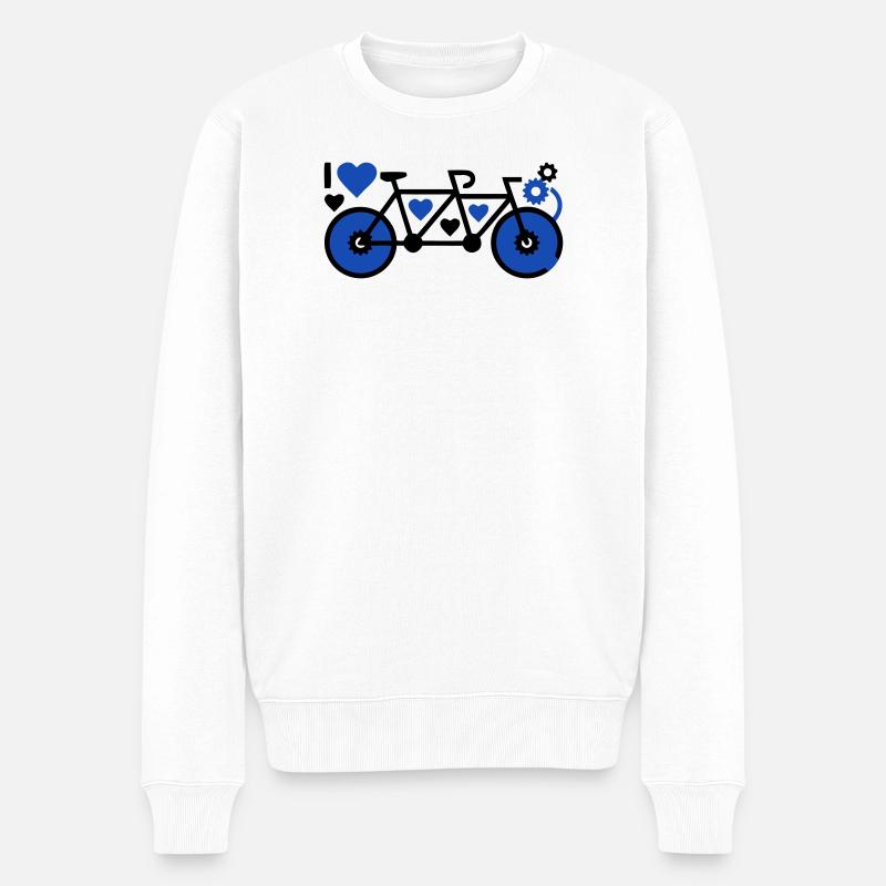 Romantisches Tandem Herzen Liebe - Männer Premium Bio Pullover - Weiß