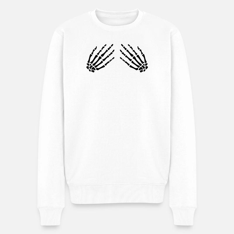 skelet_hand_vector - Männer Premium Bio Pullover - Weiß