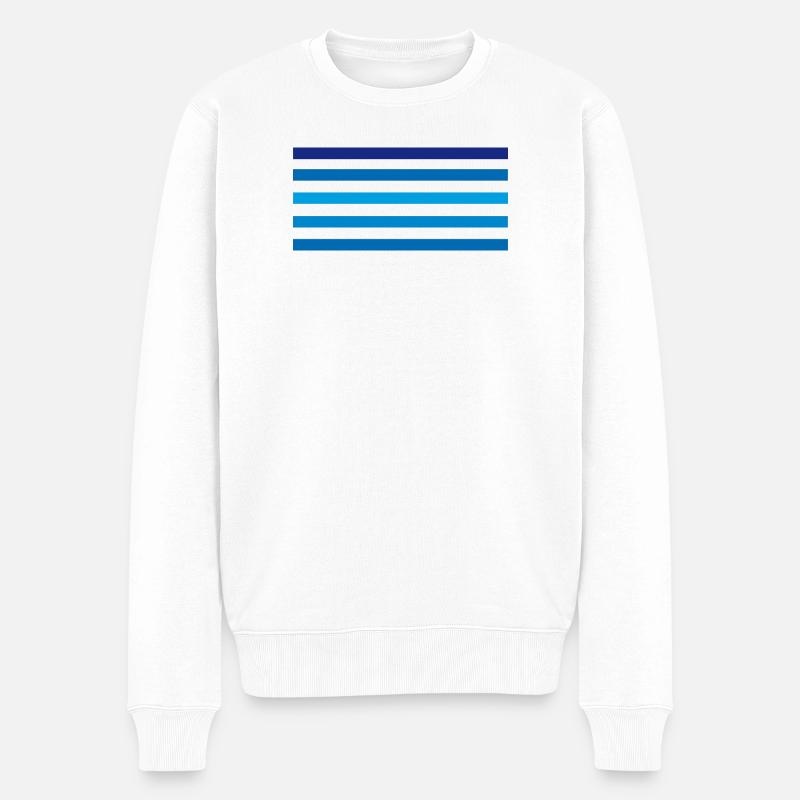 Blå striber minimal - Økologisk premium-sweatshirt til mænd - hvid