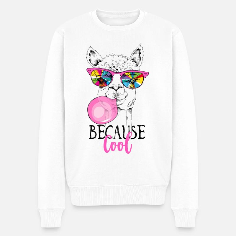 Weil Cool Lama - Männer Premium Bio Pullover - Weiß