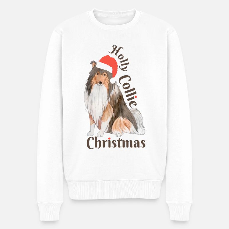 Border Collie Weihnachten Hund Mütze Geschenk - Männer Premium Bio Pullover - Weiß