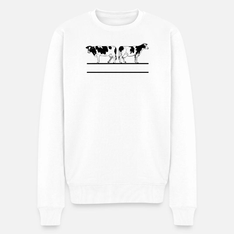 Monogramme de vaches blanches noires - Pull Premium bio Homme - blanc