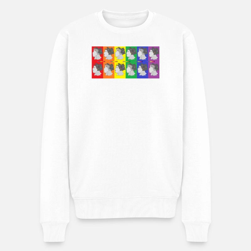 Frau mit farbiger Pop Art Illustration - Männer Premium Bio Pullover - Weiß