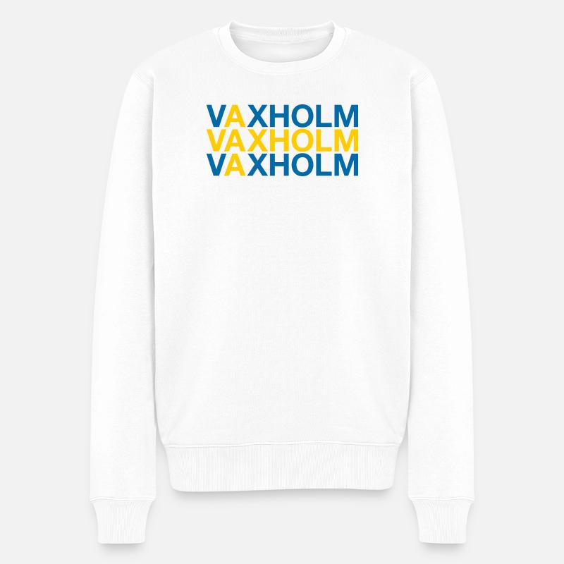 VAXHOLM Sverige Suède Suède Drapeau - Pull Premium bio Homme - blanc