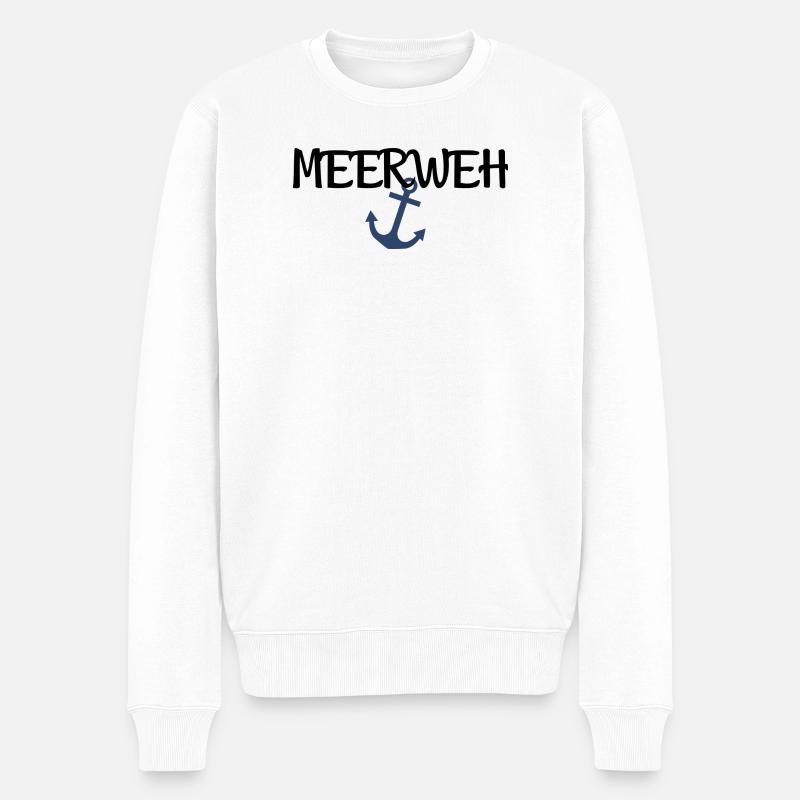 Meerweh Anker Meer  - Männer Premium Bio Pullover - Weiß