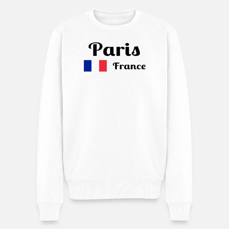 Paris Frankreich - Stilvolle Drucke - Männer Premium Bio Pullover - Weiß