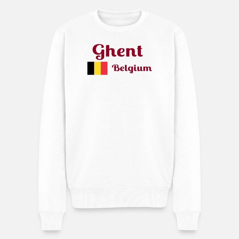 Gand, Belgique - Imprimés élégants - Pull Premium bio Homme - blanc