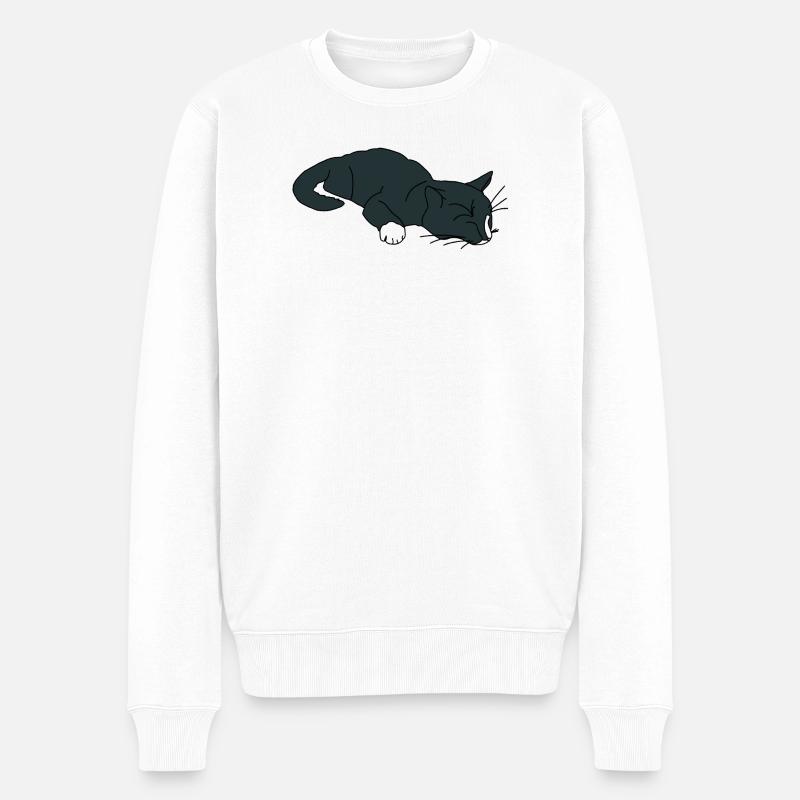 Schlafende Katze - Männer Premium Bio Pullover - Weiß