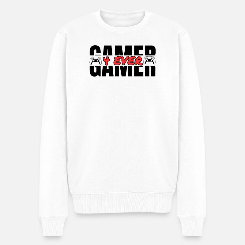Gamer 4 Ever – Videospiel Leidenschaft T-Shirt - Männer Premium Bio Pullover - Weiß
