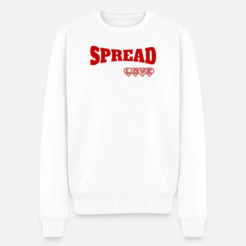 Ausdrucksstarkes Spread Love Design - Männer Premium Bio Pullover - Weiß