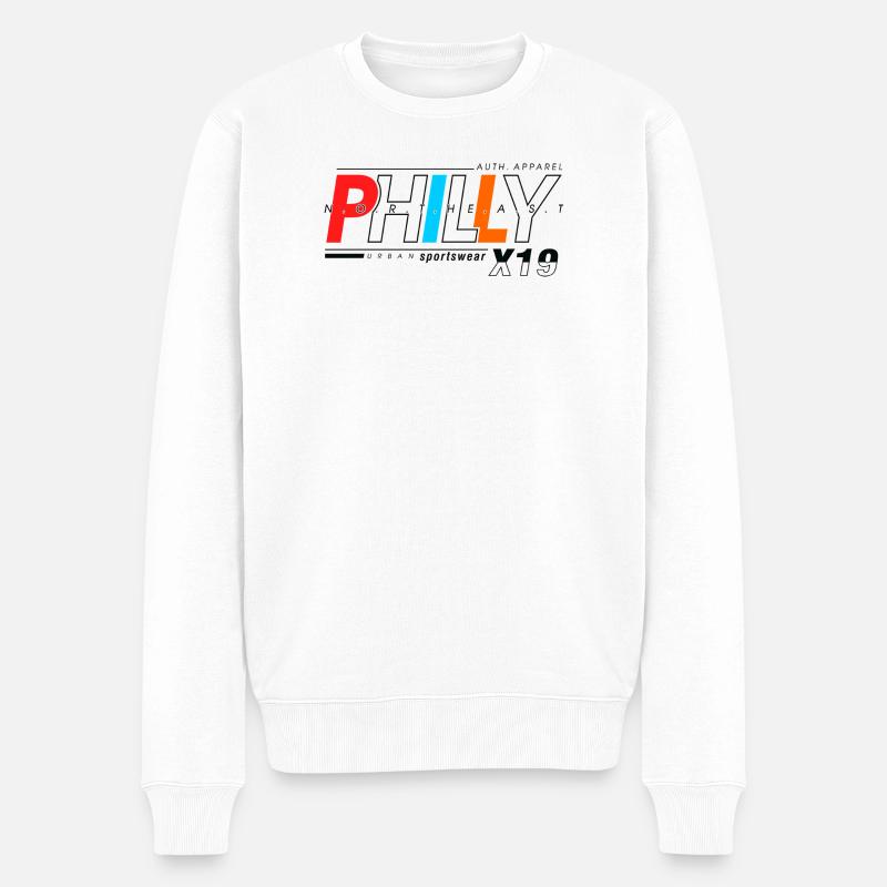 Abstraktes geometrisches Musterdesign - Männer Premium Bio Pullover - Weiß