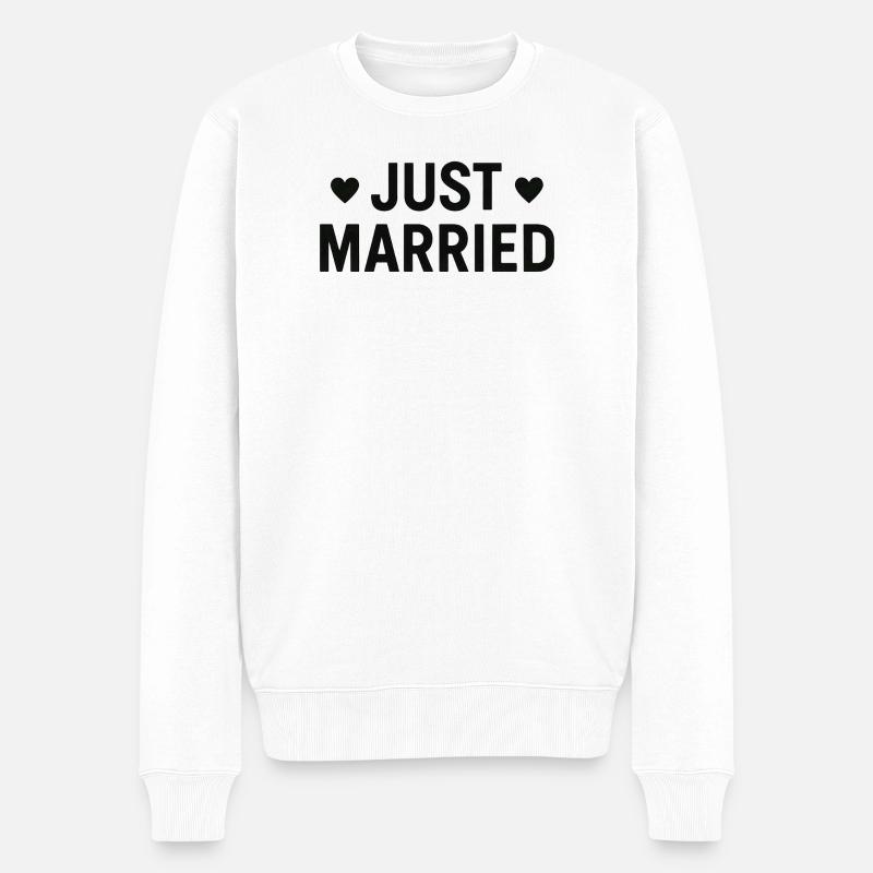 Frisch verheiratet - Brautpaar - Hochzeit - Junggesellenabschied - Männer Premium Bio Pullover - Weiß