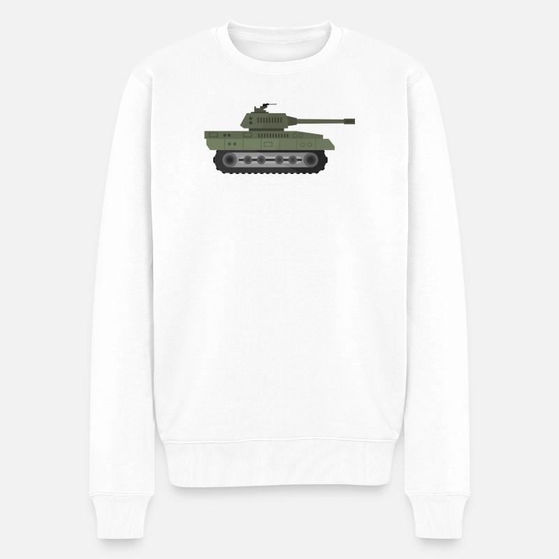 Militärpanzer - Männer Premium Bio Pullover - Weiß
