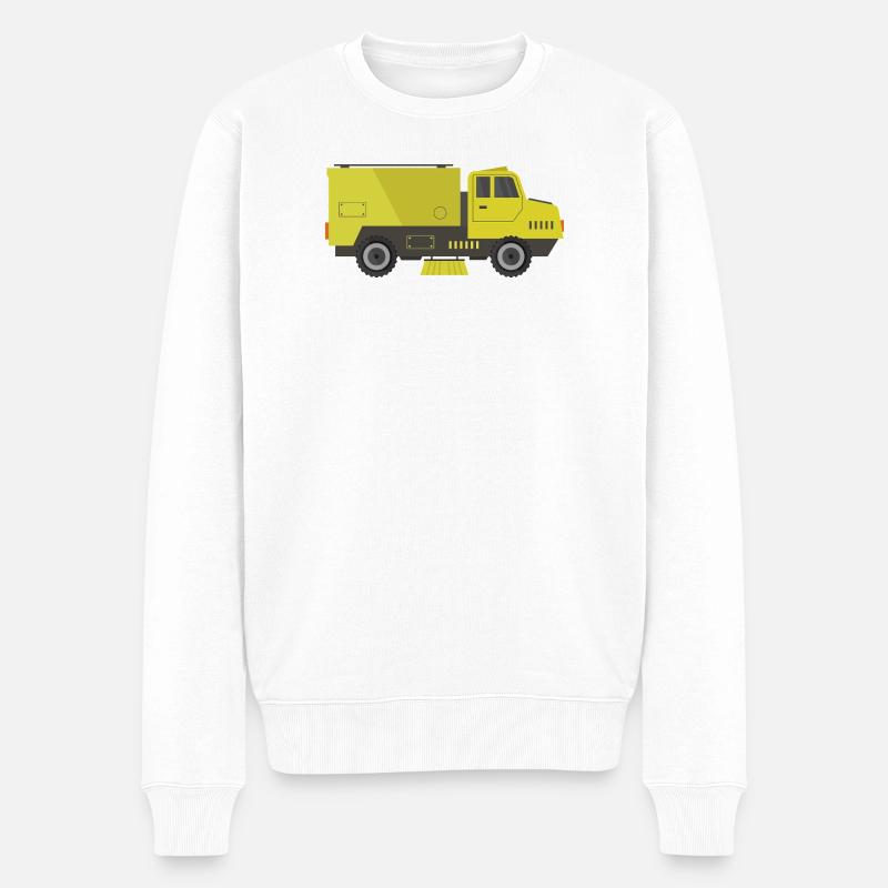 Straßenkehrmaschine - Männer Premium Bio Pullover - Weiß