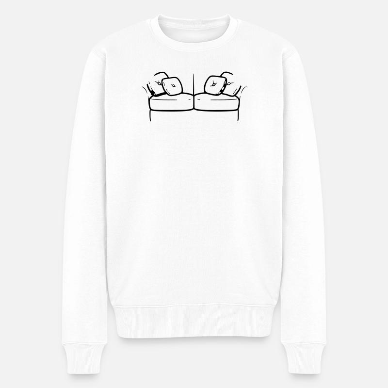 Sofa Couch Silhouette Chill Vektor - Männer Premium Bio Pullover - Weiß
