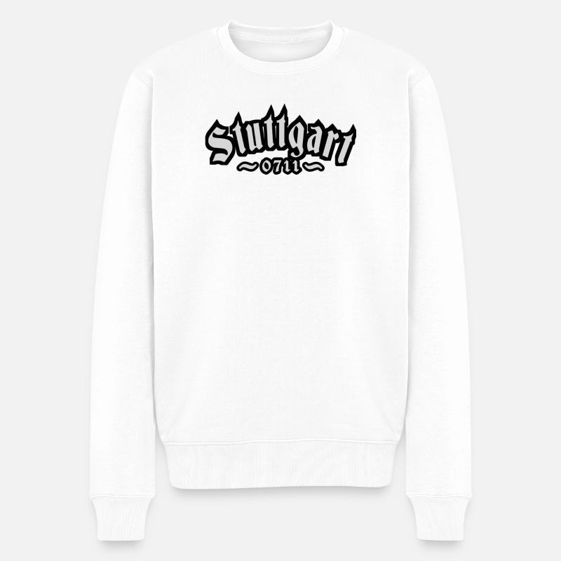Stuttgart Old 0711 - Männer Premium Bio Pullover - Weiß