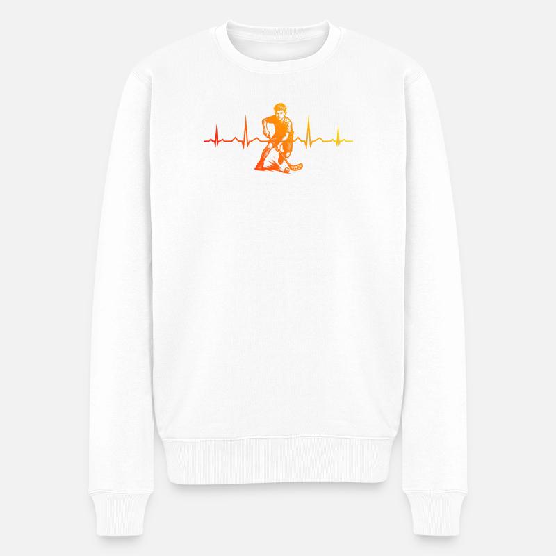 Modernes Floorball Artwork - Männer Premium Bio Pullover - Weiß