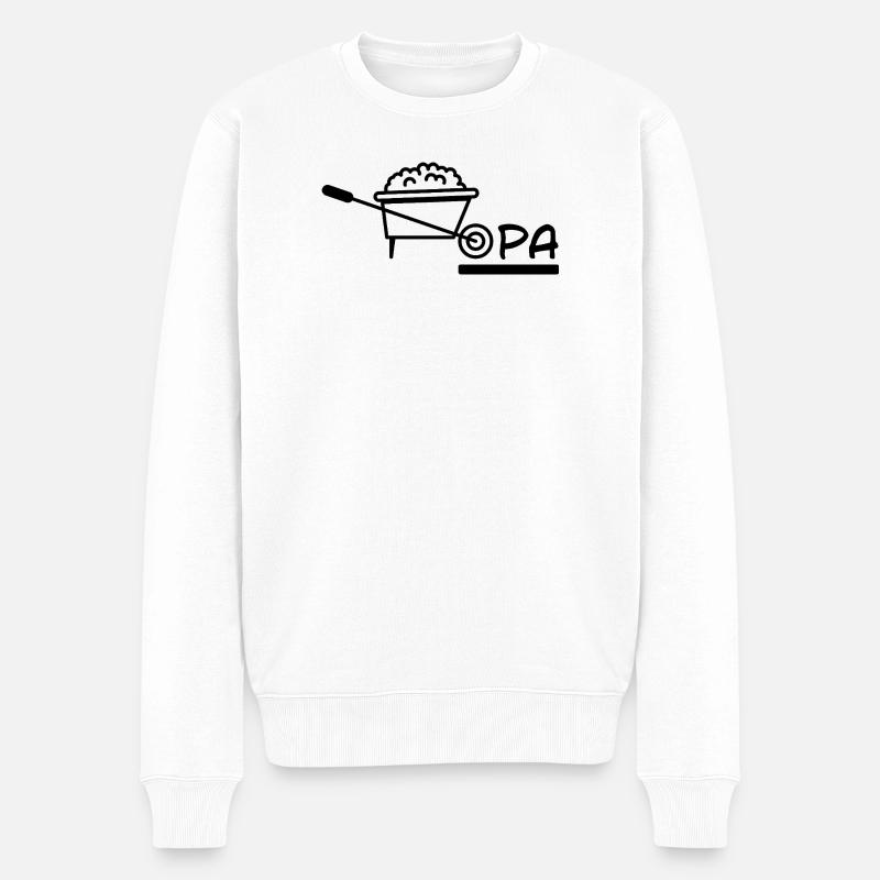 Opa Schubkarren Gartenarbeit - Männer Premium Bio Pullover - Weiß
