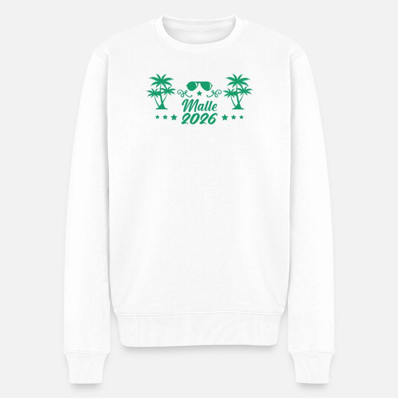 Malle 2026 Palmen Party - Männer Premium Bio Pullover - Weiß