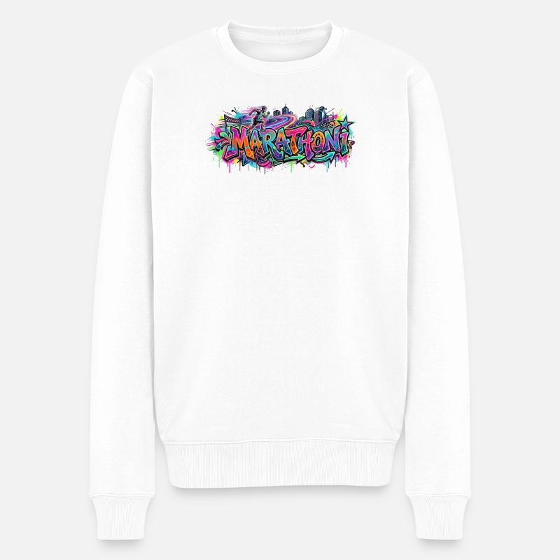 Farbrausch Marathon Graffiti - Männer Premium Bio Pullover - Weiß