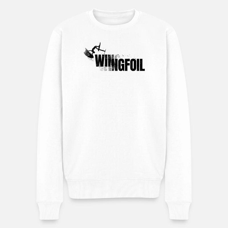 Wingfoiler mit Schriftzug - Männer Premium Bio Pullover - Weiß