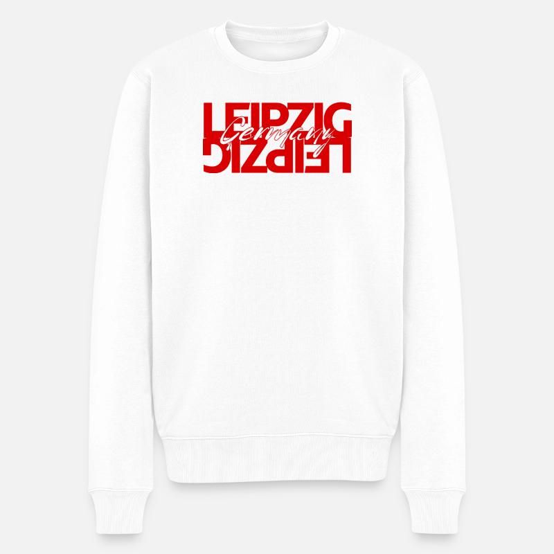 Leipzig Germany Wortkunst - Männer Premium Bio Pullover - Weiß