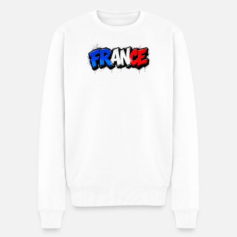France Graffiti - Männer Premium Bio Pullover - Weiß