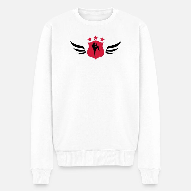 Kickboxen / Kickboxing / Kickboxer / Kick Boxing - Männer Premium Bio Pullover - Weiß