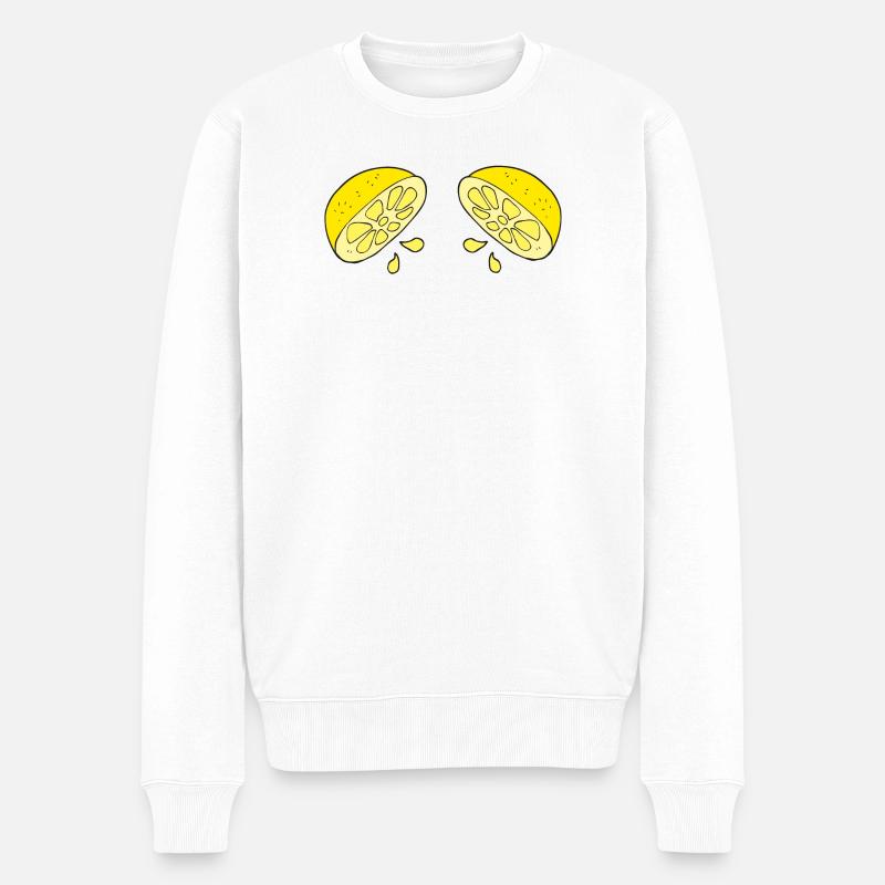 Zitrus Tropfen Duo - Männer Premium Bio Pullover - Weiß