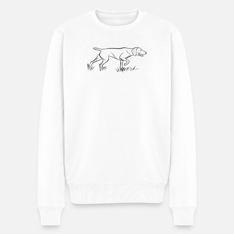 Weimaraner vorstehend - Männer Premium Bio Pullover - Weiß
