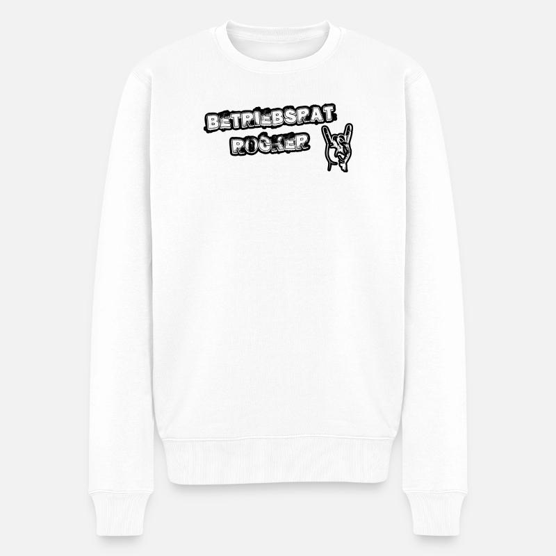 Betriebsrat Rocker white background - Männer Premium Bio Pullover - Weiß