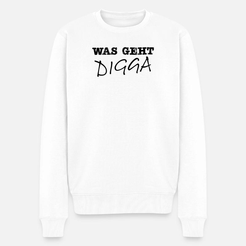 Was geht Digga - Männer Premium Bio Pullover - Weiß