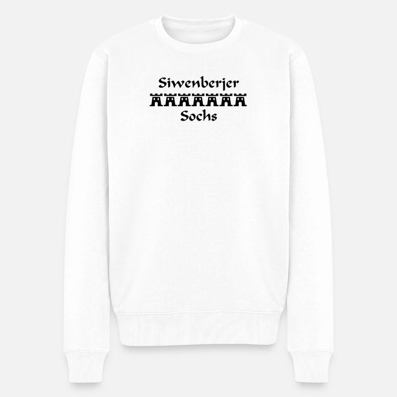 Siebenbürger Sachs Herren Design mit 7 Burgen - Männer Premium Bio Pullover - Weiß