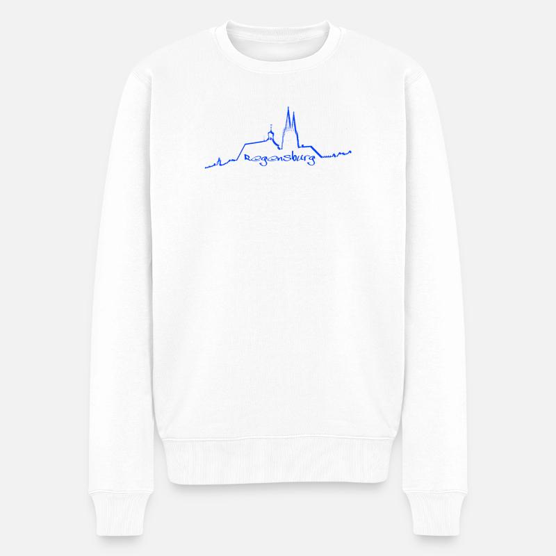 Regensburg Skyline blau - Männer Premium Bio Pullover - Weiß
