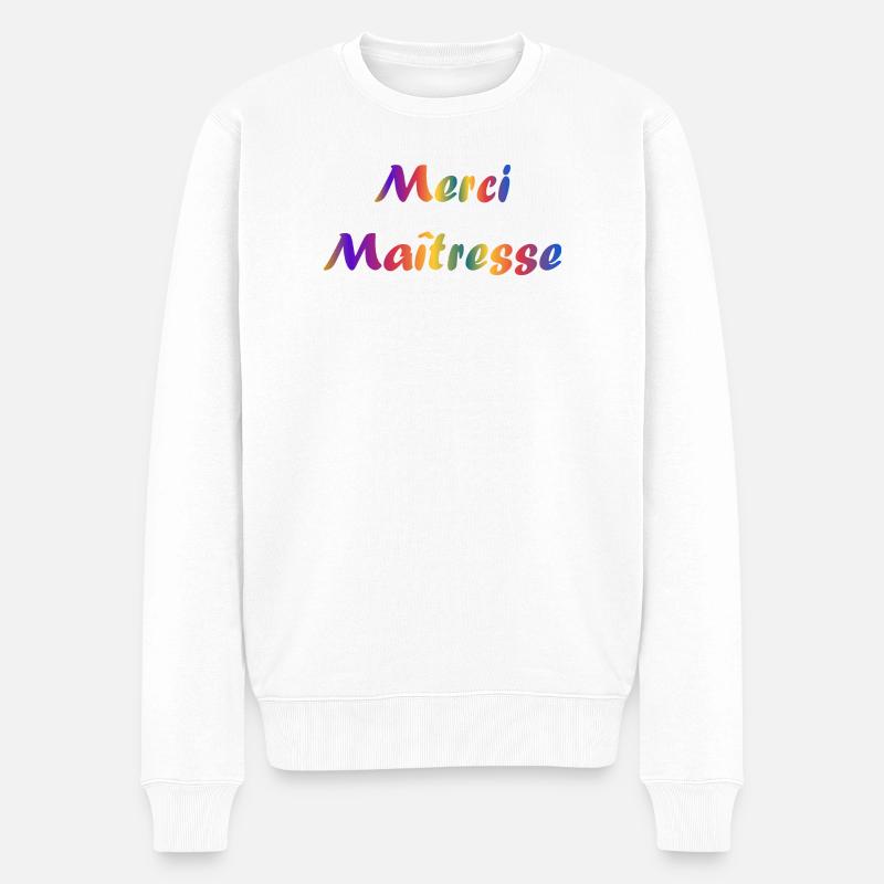 MAÎTRESSE. MERCI. MERCI MAÎTRESSE - Pull Premium bio Homme - blanc