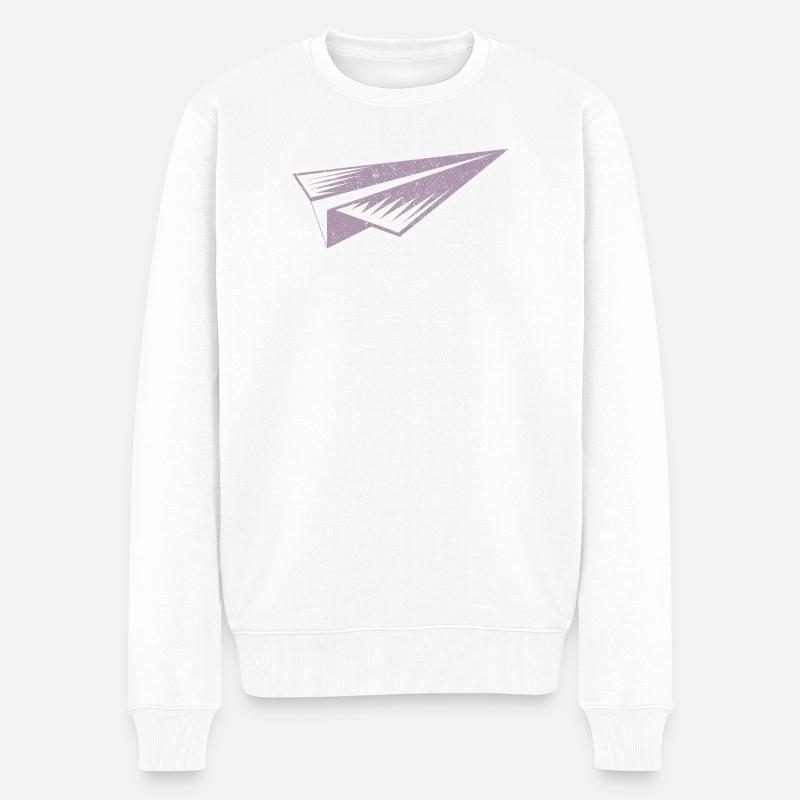 Papierflieger Silhouette Grunge Stil - Männer Premium Bio Pullover - Weiß