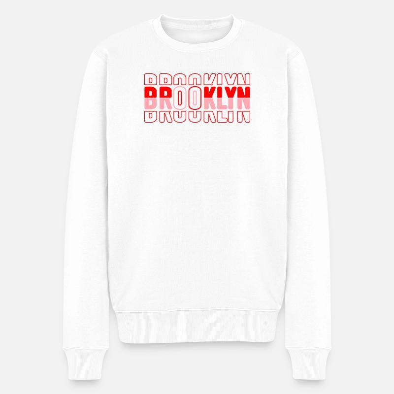 Motif de bloc de néon Brooklyn - Pull Premium bio Homme - blanc