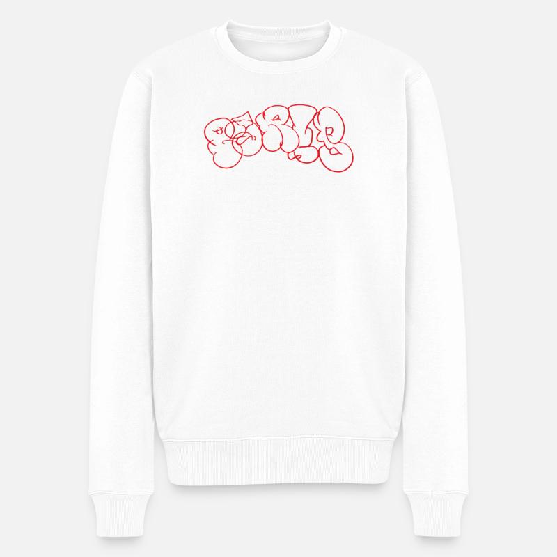 Roter Graffiti Bubble Paris Schriftzug - Männer Premium Bio Pullover - Weiß