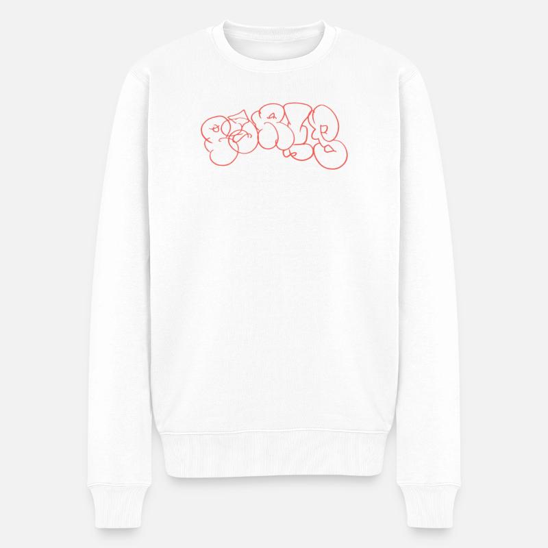 Rote Linienkunst Paris Graffiti - Männer Premium Bio Pullover - Weiß