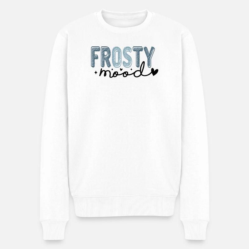 Frostiger Text im eisigen Stil - Männer Premium Bio Pullover - Weiß