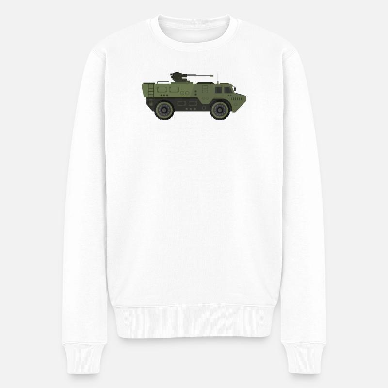 Militärpanzer - Männer Premium Bio Pullover - Weiß