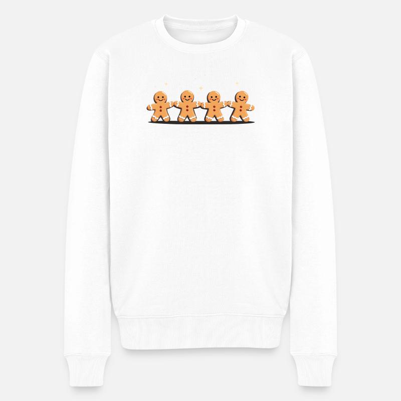 Gingerbread Quartet Holiday Charm - Männer Premium Bio Pullover - Weiß