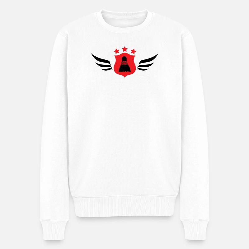 Badminton - Sport - Raquette - Pull Premium bio Homme - blanc