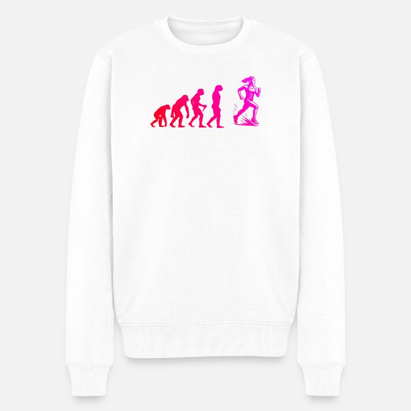 Charakterstarkes Running Design - Männer Premium Bio Pullover - Weiß