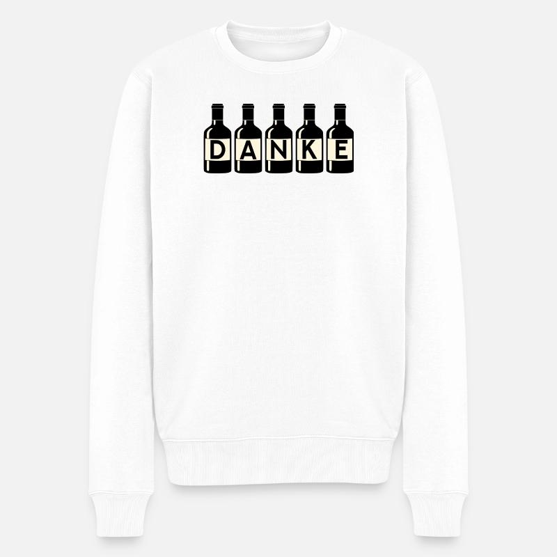 Dankeschön Danke Weinflaschen - Männer Premium Bio Pullover - Weiß
