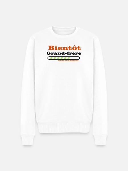 Bald ein großer Bruder - Männer Premium Bio Pullover - Weiß