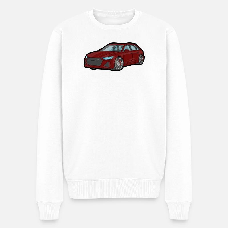 Roter Sportwagen Silhouette - Männer Premium Bio Pullover - Weiß