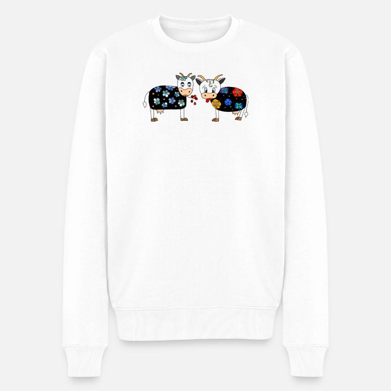 Kühe - Männer Premium Bio Pullover - Weiß